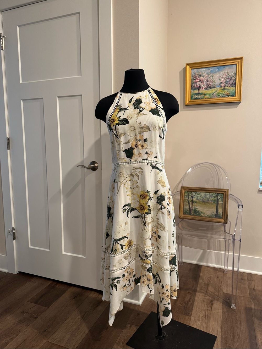 Antonio Melani Silk Summer Halter Midi Dress